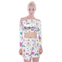 Cute Unicorn Pattern Off Shoulder Top with Mini Skirt Set View1