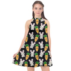 Easter Kawaii Pattern Halter Neckline Chiffon Dress  by Valentinaart