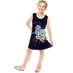 Wonderful Unicorn With Flowers Kids  Tunic Dress by FantasyWorld7