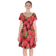 Strawberries 1 Short Sleeve Bardot Dress by trendistuff