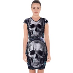 Skull Capsleeve Drawstring Dress  by Valentinaart