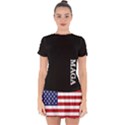 MAGA Make America Great Again with US Flag on black Drop Hem Mini Chiffon Dress View1