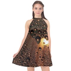 Condensation Abstract Halter Neckline Chiffon Dress  by Sapixe