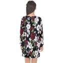 Red Roses print Long Sleeve Chiffon Shift Dress  View2