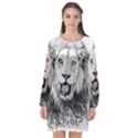 Lion Wildlife Art And Illustration Pencil Long Sleeve Chiffon Shift Dress  View1