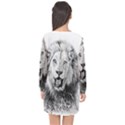 Lion Wildlife Art And Illustration Pencil Long Sleeve Chiffon Shift Dress  View2