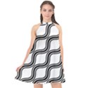 Diagonal Pattern Background Black And White Halter Neckline Chiffon Dress  View1