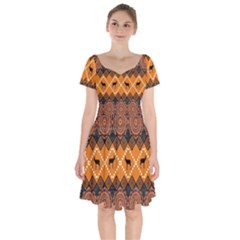 Traditiona  Patterns And African Patterns Short Sleeve Bardot Dress by Sapixe