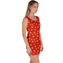 Yellow Stars Red Background Bodycon Dress View3