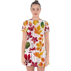 Beautiful Autumn Leaves Vector Drop Hem Mini Chiffon Dress by Nexatart