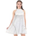 White Marble Tiles Rock Stone Statues Halter Neckline Chiffon Dress  View1