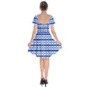 Circles Lines Blue White Pattern  Short Sleeve Bardot Dress View2