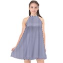 USA Flag Blue and White Stripes Halter Neckline Chiffon Dress  View1