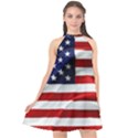 American Usa Flag Halter Neckline Chiffon Dress  View1