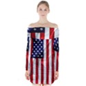 American Usa Flag Vertical Long Sleeve Off Shoulder Dress View1