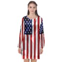 American Usa Flag Vertical Long Sleeve Chiffon Shift Dress  View1