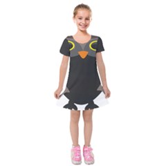 Sowa Owls Bird Wild Birds Pen Kids  Short Sleeve Velvet Dress by Sapixe