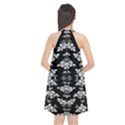 Black and white florals background  Halter Neckline Chiffon Dress  View2