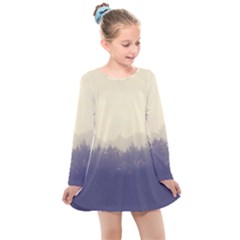 Cloudy Foggy Forest With Pine Trees Kids  Long Sleeve Dress by genx