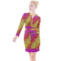 Festive Music Tribute In Rainbows Button Long Sleeve Dress View1