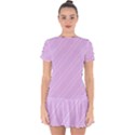 Lilac Diagonal Lines Drop Hem Mini Chiffon Dress View1