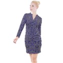 Blue Small Wonderful Floral In Mandalas Button Long Sleeve Dress View1