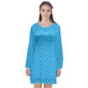 Mini White Polkadots on Oktoberfest Bavarian Blue Long Sleeve Chiffon Shift Dress  View1