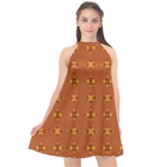 Bold  Geometric Yellow Circles Sm Halter Neckline Chiffon Dress  by BrightVibesDesign