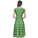 Floral Circles Green Cap Sleeve Wrap Front Dress View2