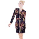 Red black and gold decorative design by FlipStylez Designs  Button Long Sleeve Dress View1