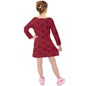 Victorian Paisley Red Kids  Long Sleeve Velvet Dress View2