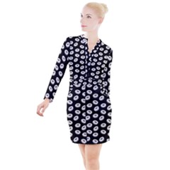 Donuts Pattern Button Long Sleeve Dress by Valentinaart