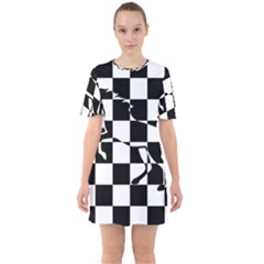 Chessboard Unicorn Sixties Short Sleeve Mini Dress by ChastityWhiteRose