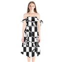 Chessboard Unicorn Shoulder Tie Bardot Midi Dress View1