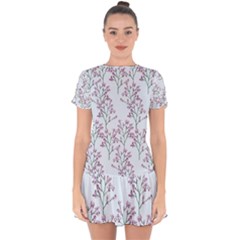 Flower Pattern Pattern Design Drop Hem Mini Chiffon Dress by Celenk