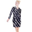 Zebra print Button Long Sleeve Dress View1