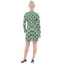 Flowers Pattern Ornament Template Button Long Sleeve Dress View2