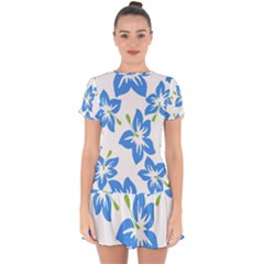 Hibiscus Wallpaper Flowers Floral Drop Hem Mini Chiffon Dress by Sapixe