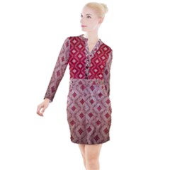 Chorley Weave Red Button Long Sleeve Dress by DeneWestUK