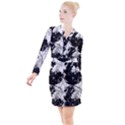 moon and the stars pattern Button Long Sleeve Dress View1