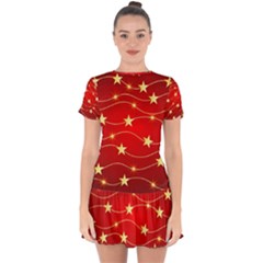 Stars Background Christmas Decoration Drop Hem Mini Chiffon Dress by Sapixe