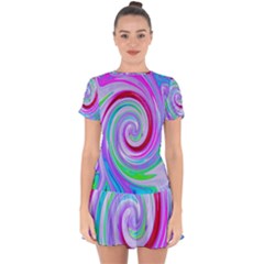 Groovy Abstract Red Swirl On Purple And Pink Drop Hem Mini Chiffon Dress by myrubiogarden