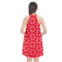 Christmas Pattern White Stars Red Halter Neckline Chiffon Dress  View2