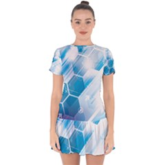 Hexagon Euclidean Vector Gradient Del  Blue Color Science And Technology Drop Hem Mini Chiffon Dress by Wegoenart