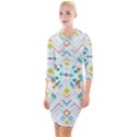 Graphic Design Geometry Shape Pattern Geometric Quarter Sleeve Hood Bodycon Dress View1