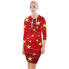 Background Christmas Decoration Quarter Sleeve Hood Bodycon Dress by Wegoenart