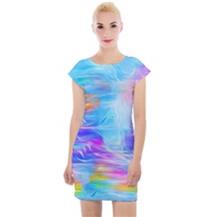 Background Drips Fluid Colorful Cap Sleeve Bodycon Dress by Wegoenart