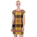 Plaid Tartan Scottish Yellow Red Cap Sleeve Bodycon Dress View1