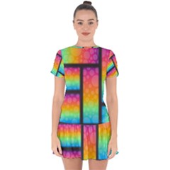 Background Colorful Abstract Drop Hem Mini Chiffon Dress by Wegoenart