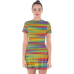 Colorful Background Pattern Drop Hem Mini Chiffon Dress by Wegoenart